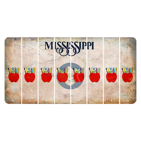 Mississippi Magnolia Blossom Cut License Plate Strips (Set of 8) Teacher Apple