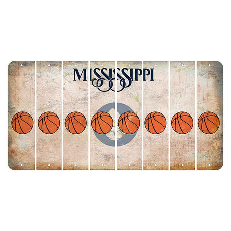 Mississippi Magnolia Blossom Cut License Plate Strips (Set of 8) Basketball