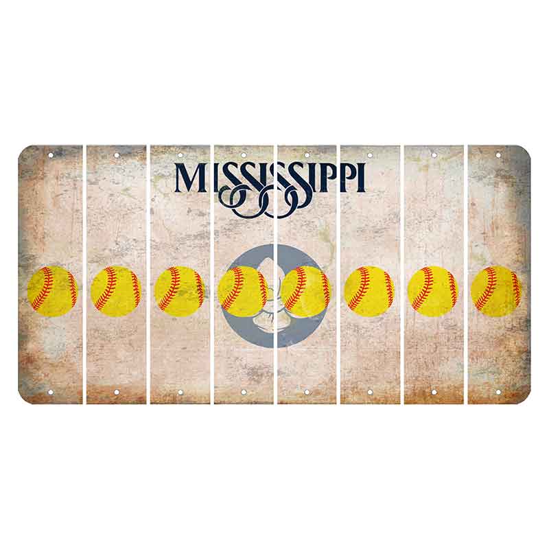 Mississippi Magnolia Blossom Cut License Plate Strips (Set of 8) Softball