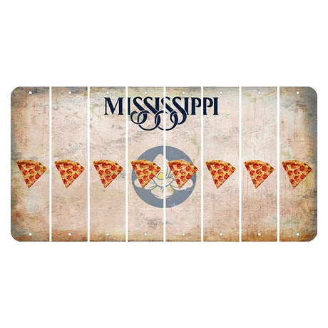 Mississippi Magnolia Blossom Cut License Plate Strips (Set of 8) Pizza