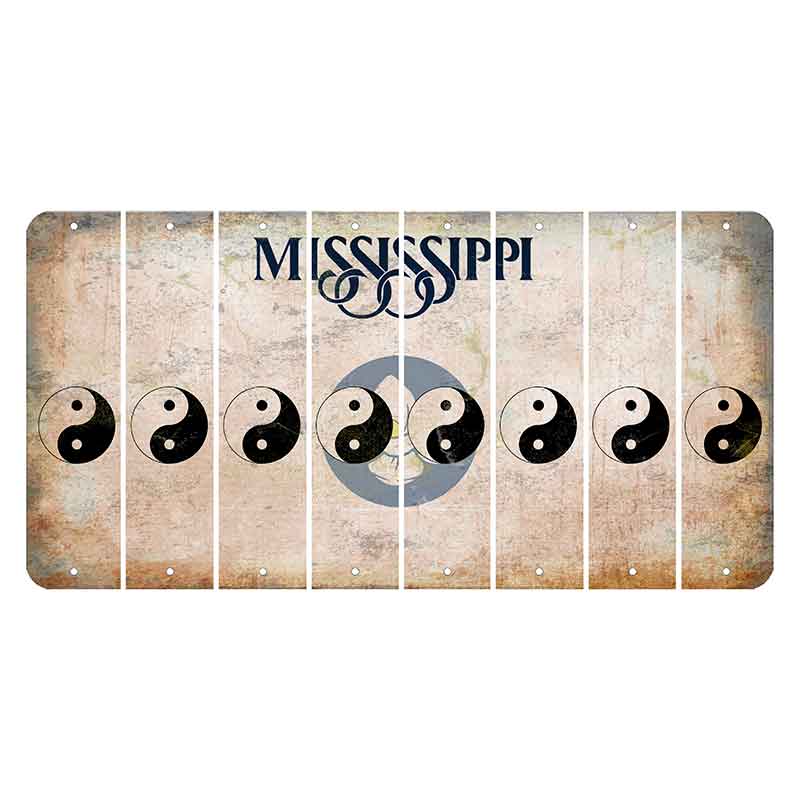 Mississippi Magnolia Blossom Cut License Plate Strips (Set of 8) Yin Yang