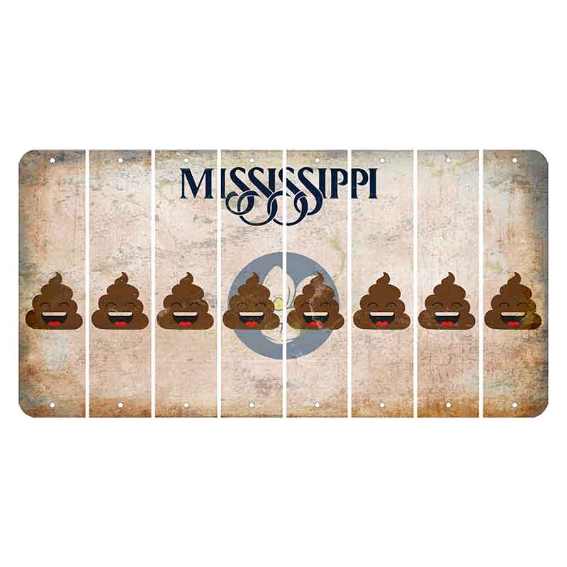 Mississippi Magnolia Blossom Cut License Plate Strips (Set of 8) Emoji - Poop