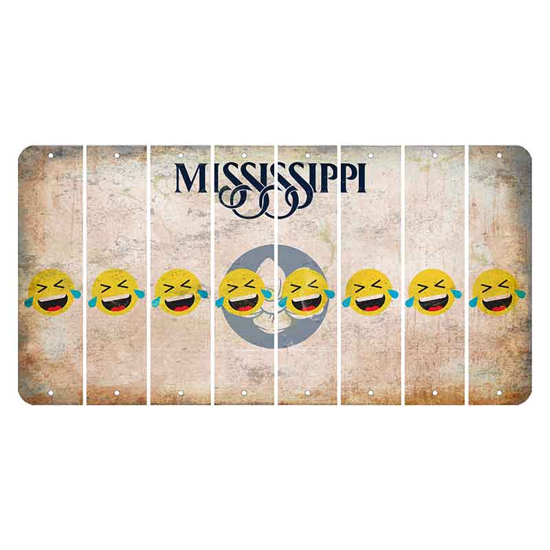 Mississippi Magnolia Blossom Cut License Plate Strips (Set of 8) Emoji - Laughing