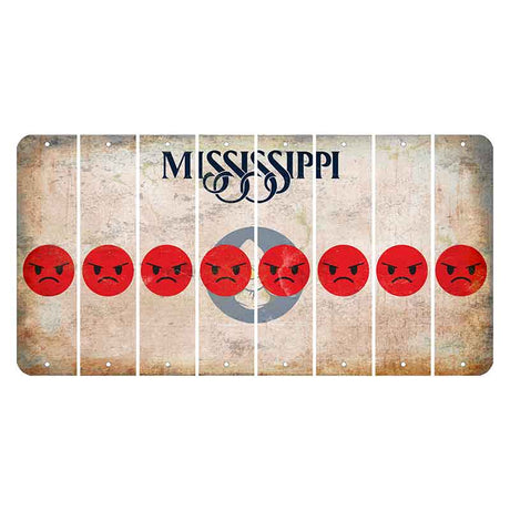 Mississippi Magnolia Blossom Cut License Plate Strips (Set of 8) Emoji - Angry