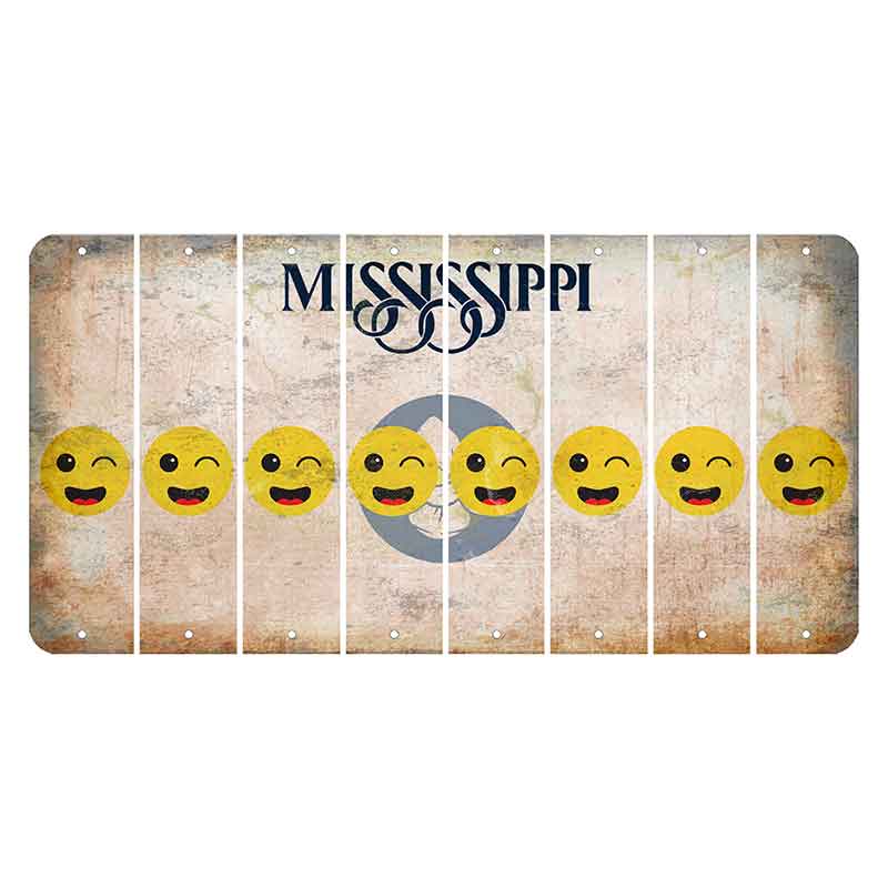 Mississippi Magnolia Blossom Cut License Plate Strips (Set of 8) Emoji - Winking