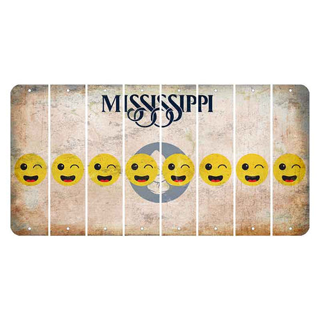 Mississippi Magnolia Blossom Cut License Plate Strips (Set of 8) Emoji - Winking