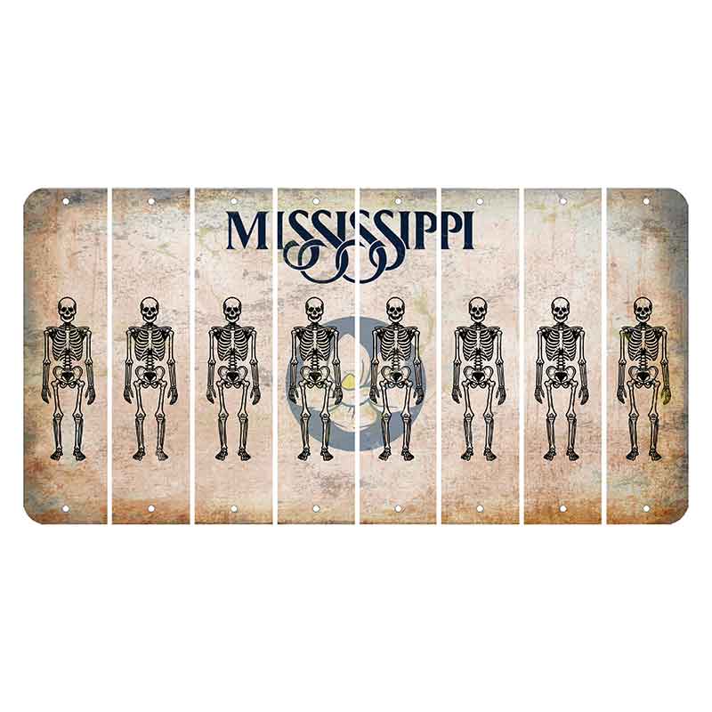 Mississippi Magnolia Blossom Cut License Plate Strips (Set of 8) Skeleton