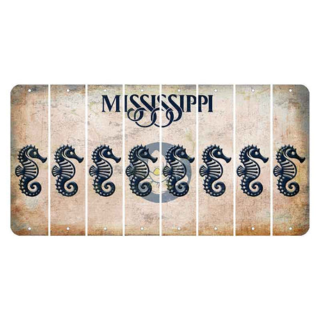 Mississippi Magnolia Blossom Cut License Plate Strips (Set of 8) Seahorse