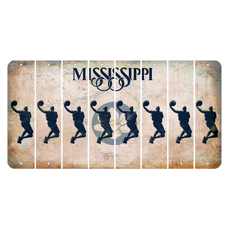 Mississippi Magnolia Blossom Cut License Plate Strips (Set of 8) Basketball Player