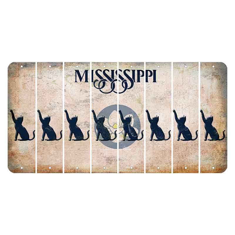 Mississippi Magnolia Blossom Cut License Plate Strips (Set of 8) Cat