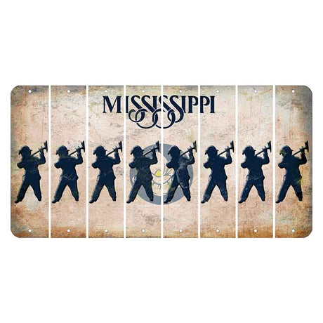 Mississippi Magnolia Blossom Cut License Plate Strips (Set of 8) Fireman with Axe