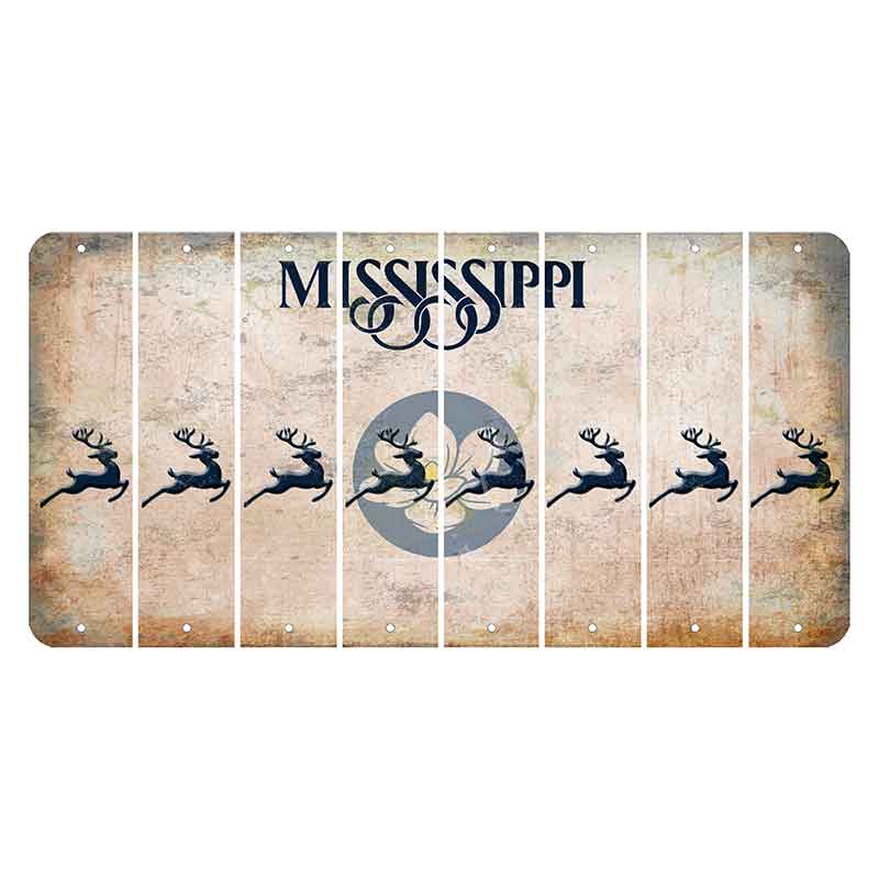 Mississippi Magnolia Blossom Cut License Plate Strips (Set of 8) Reindeer