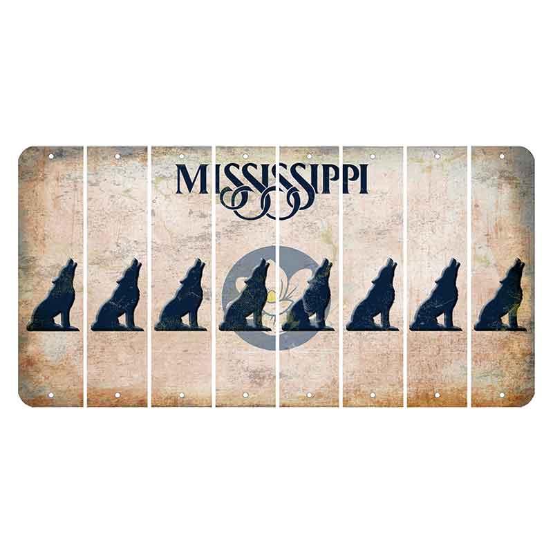 Mississippi Magnolia Blossom Cut License Plate Strips (Set of 8) Howling Wolf