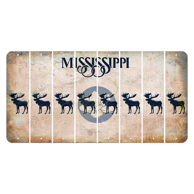 Mississippi Magnolia Blossom Cut License Plate Strips (Set of 8) Moose