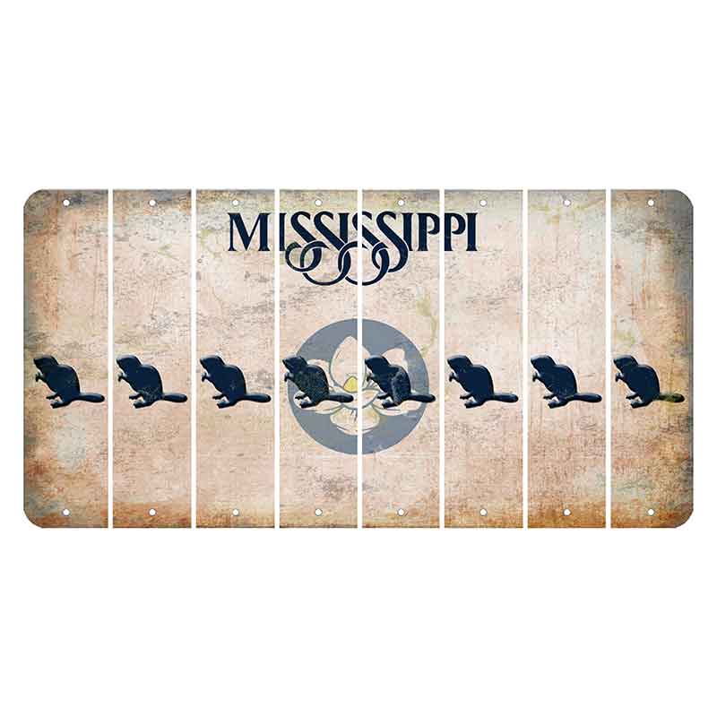 Mississippi Magnolia Blossom Cut License Plate Strips (Set of 8) Beaver