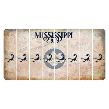 Mississippi Magnolia Blossom Cut License Plate Strips (Set of 8) Scorpion