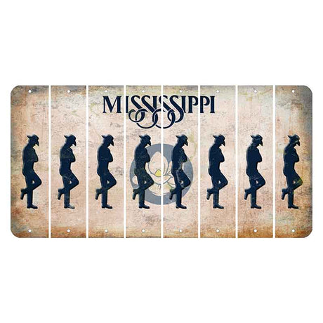 Mississippi Magnolia Blossom Cut License Plate Strips (Set of 8) Cowboy - Leaning