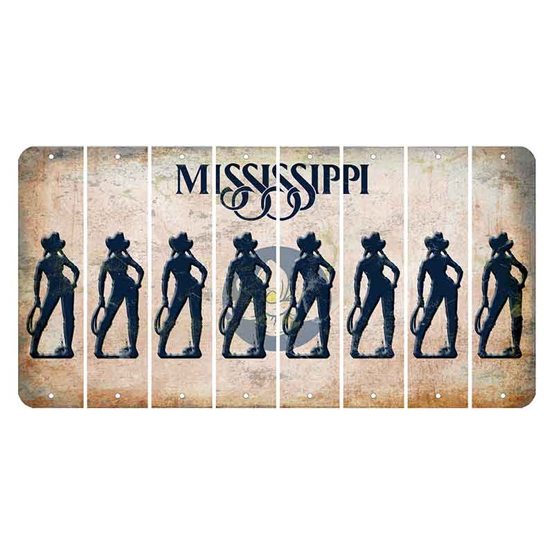 Mississippi Magnolia Blossom Cut License Plate Strips (Set of 8) Cowgirl