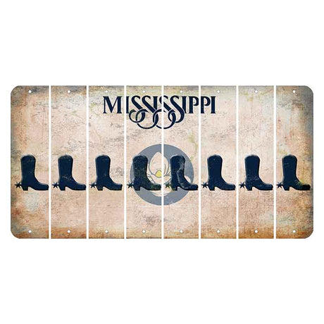 Mississippi Magnolia Blossom Cut License Plate Strips (Set of 8) Cowboy Boot