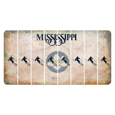 Mississippi Magnolia Blossom Cut License Plate Strips (Set of 8) Skier