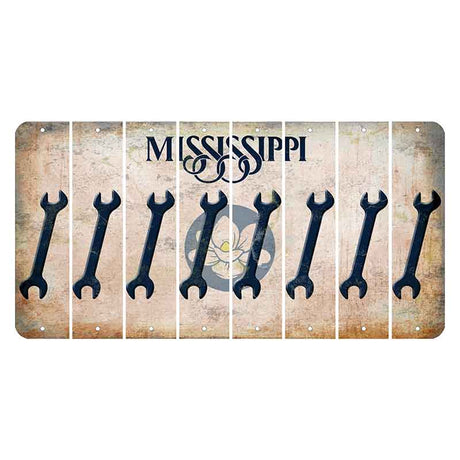 Mississippi Magnolia Blossom Cut License Plate Strips (Set of 8) Wrench