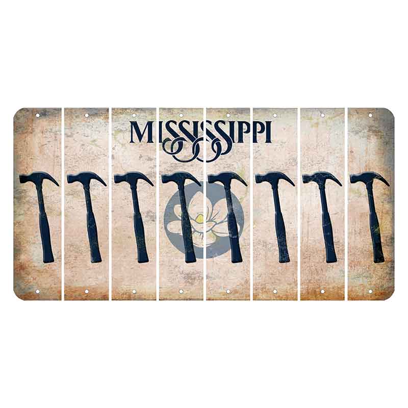 Mississippi Magnolia Blossom Cut License Plate Strips (Set of 8) Hammer