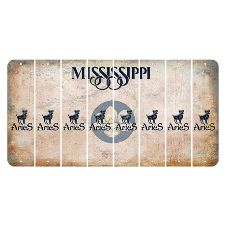 Mississippi Magnolia Blossom Cut License Plate Strips (Set of 8) Zodiac Sign - Aries