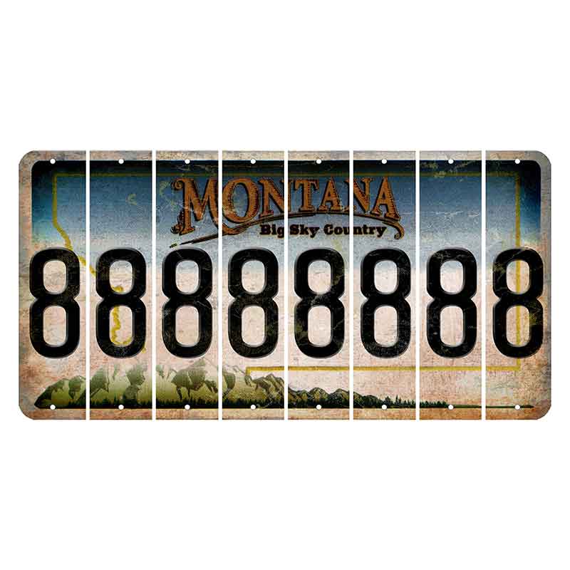 Montana Big Sky Country Cut License Plate Strips (Set of 8) 8