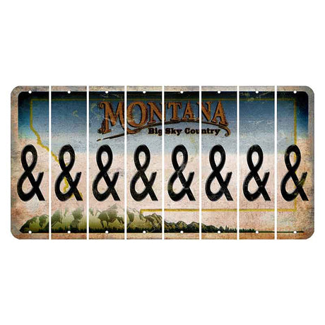 Montana Big Sky Country Cut License Plate Strips (Set of 8) And Sign