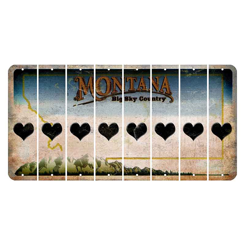 Montana Big Sky Country Cut License Plate Strips (Set of 8) Heart