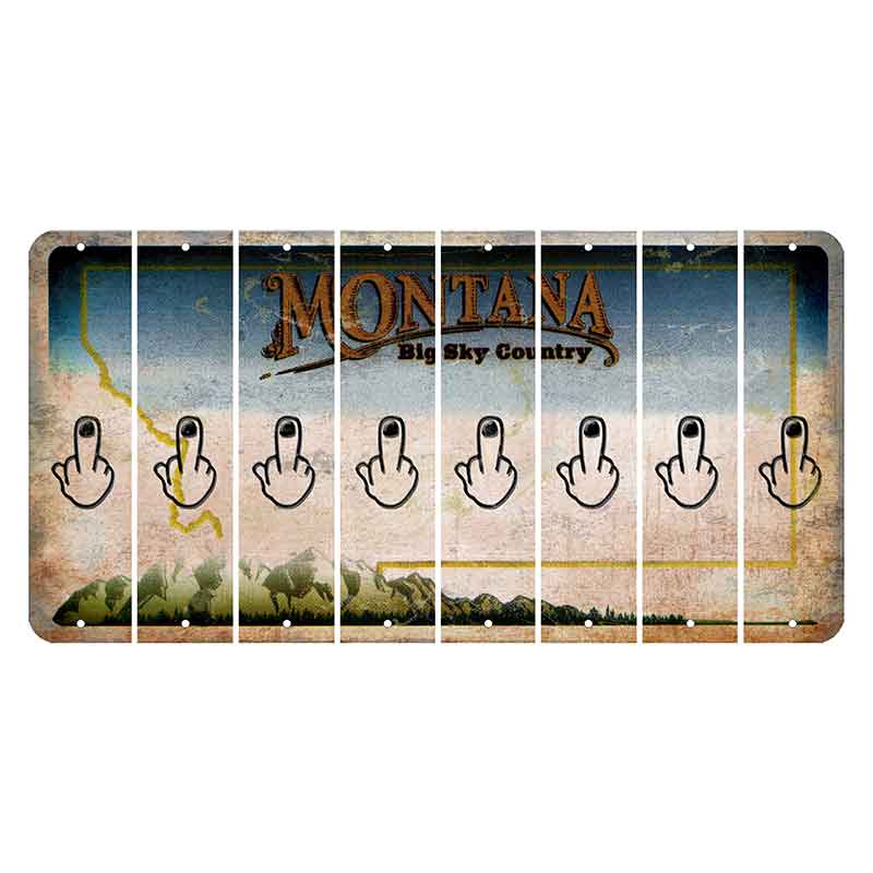Montana Big Sky Country Cut License Plate Strips (Set of 8) Middle Finger