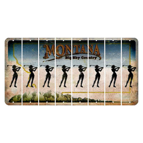 Montana Big Sky Country Cut License Plate Strips (Set of 8) Female Golfer