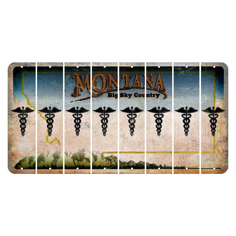 Montana Big Sky Country Cut License Plate Strips (Set of 8) Caduceus