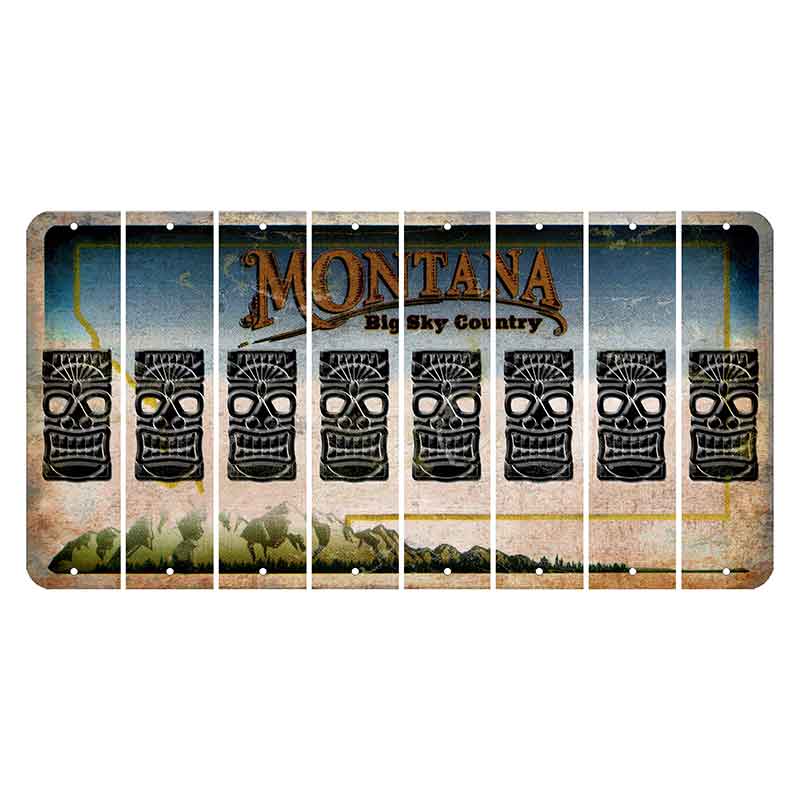 Montana Big Sky Country Cut License Plate Strips (Set of 8) Tiki