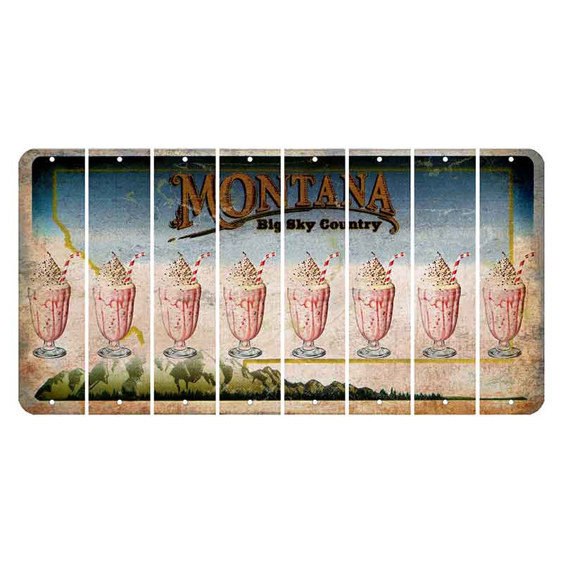 Montana Big Sky Country Cut License Plate Strips (Set of 8) Milkshake