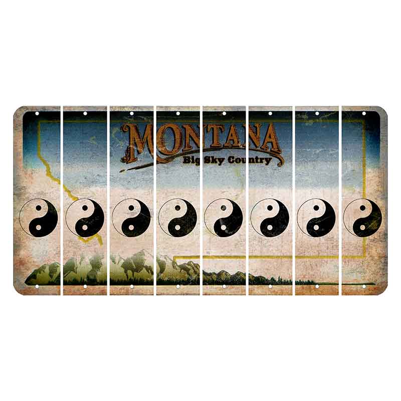 Montana Big Sky Country Cut License Plate Strips (Set of 8) Yin Yang