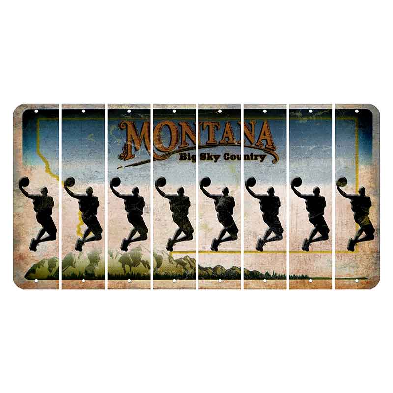 Montana Big Sky Country Cut License Plate Strips (Set of 8) Basketball Player