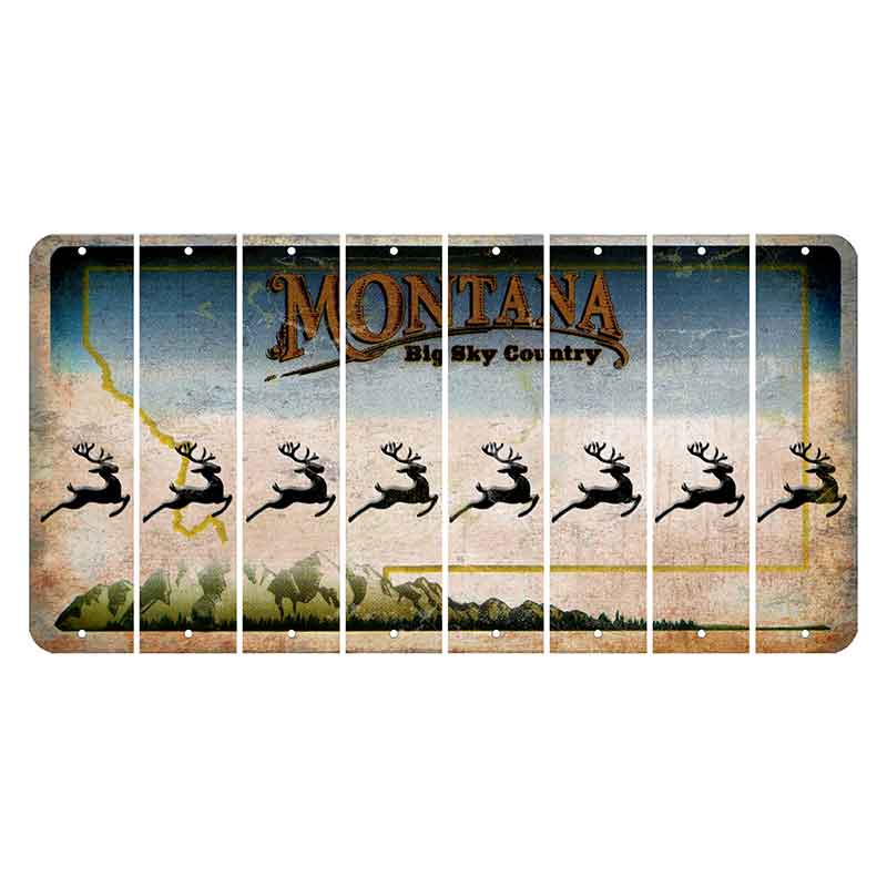 Montana Big Sky Country Cut License Plate Strips (Set of 8) Reindeer