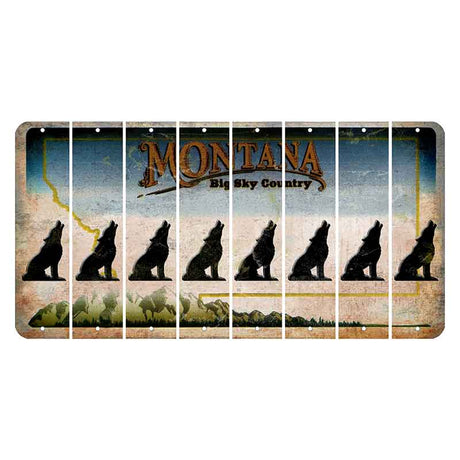 Montana Big Sky Country Cut License Plate Strips (Set of 8) Howling Wolf