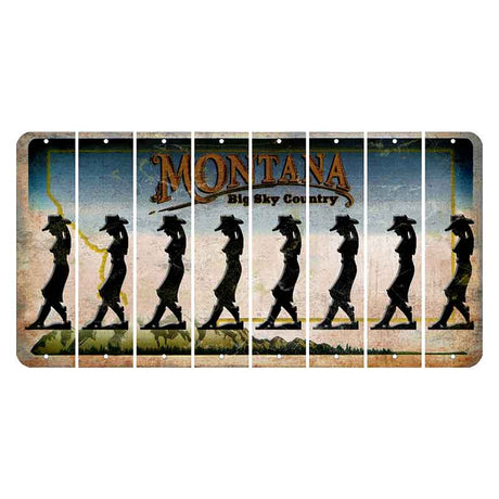 Montana Big Sky Country Cut License Plate Strips (Set of 8) Cowgirl - Leaning