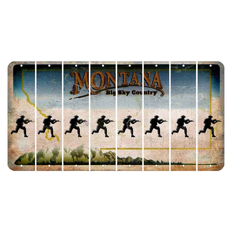 Montana Big Sky Country Cut License Plate Strips (Set of 8) Soldier - Running