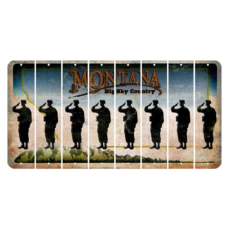 Montana Big Sky Country Cut License Plate Strips (Set of 8) Soldier - Saluting