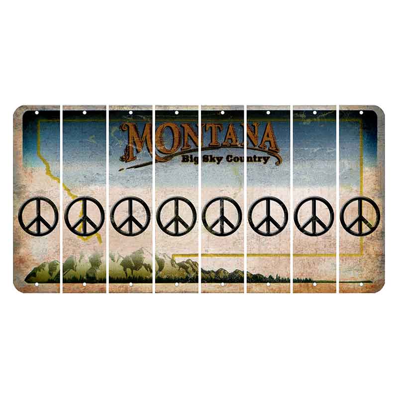 Montana Big Sky Country Cut License Plate Strips (Set of 8) Peace Sign