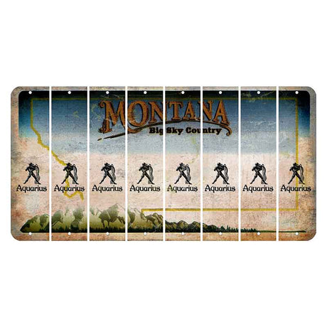 Montana Big Sky Country Cut License Plate Strips (Set of 8) Zodiac Sign - Aquarius