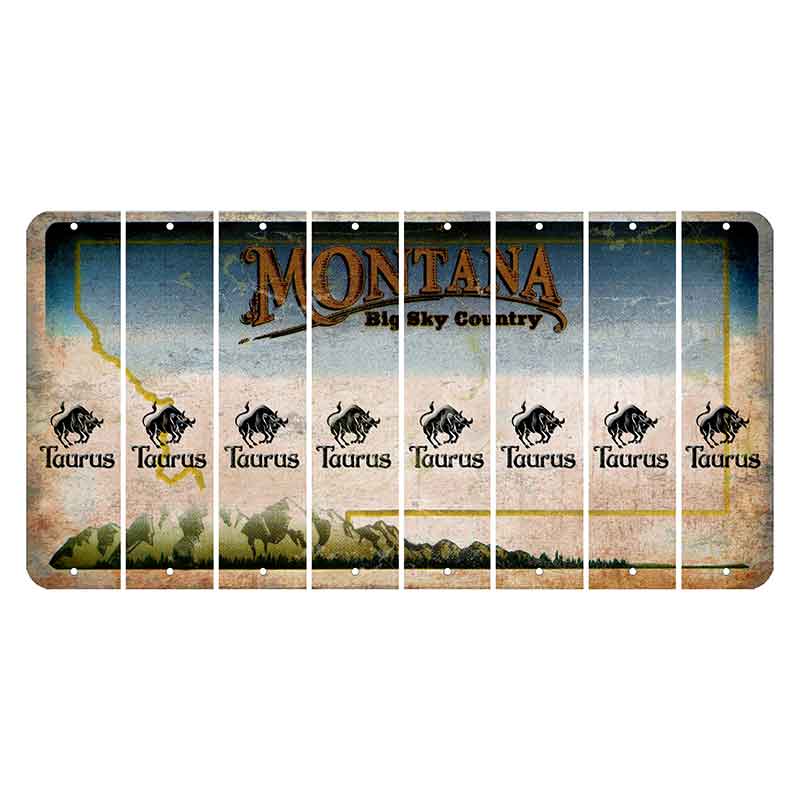 Montana Big Sky Country Cut License Plate Strips (Set of 8) Zodiac Sign - Taurus