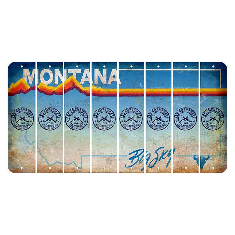 Montana Big Sky Cut License Plate Strips (Set of 8) 2nd Amendment