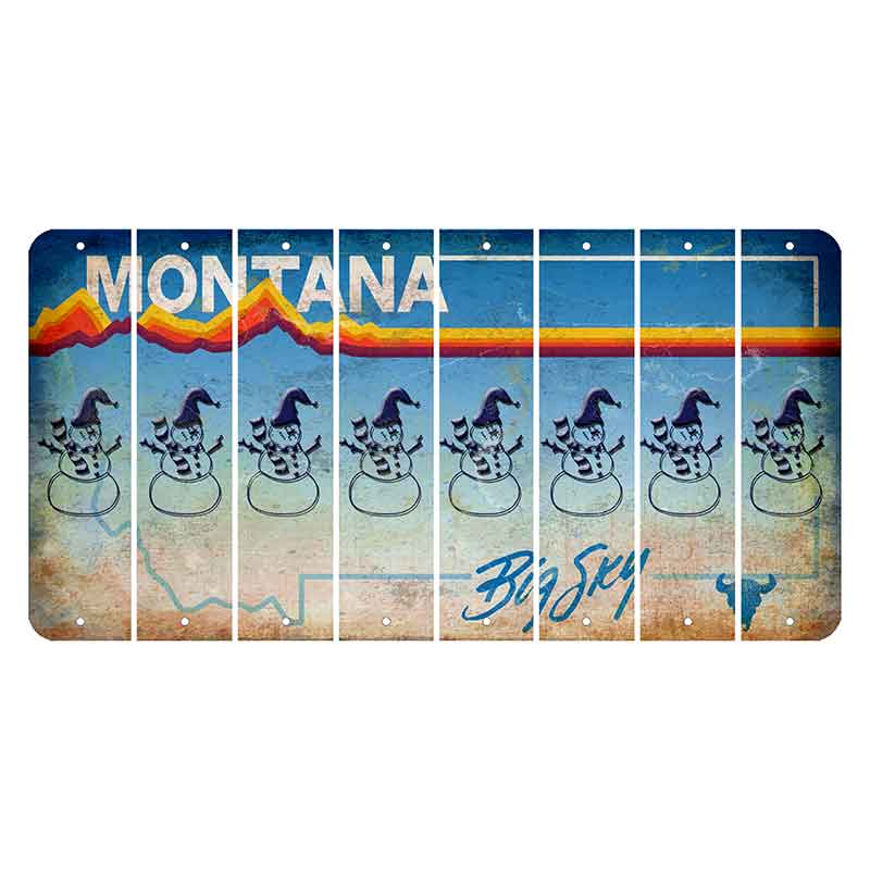 Montana Big Sky Cut License Plate Strips (Set of 8) Snowman