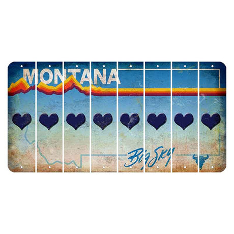 Montana Big Sky Cut License Plate Strips (Set of 8) Heart