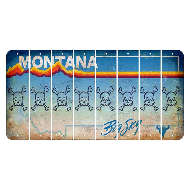 Montana Big Sky Cut License Plate Strips (Set of 8) Skull & Bones