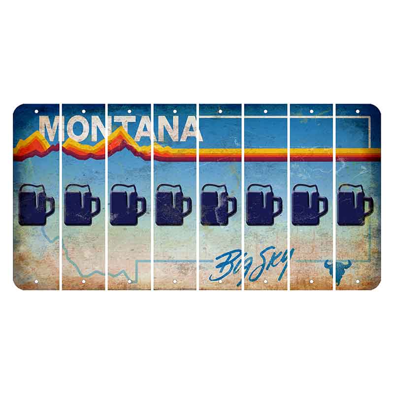 Montana Big Sky Cut License Plate Strips (Set of 8) Beer Mug